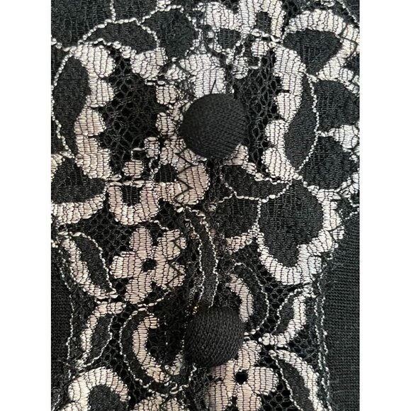 George Babydoll Top S Black Floral Lace Mesh Feminine Fairy Coquette Festival - Picture 3 of 7